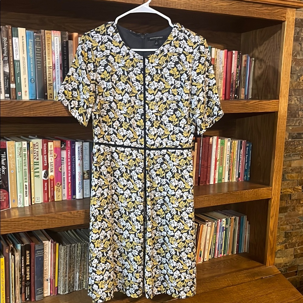 Banana Republic Floral Mini Dress in Black and Yellow